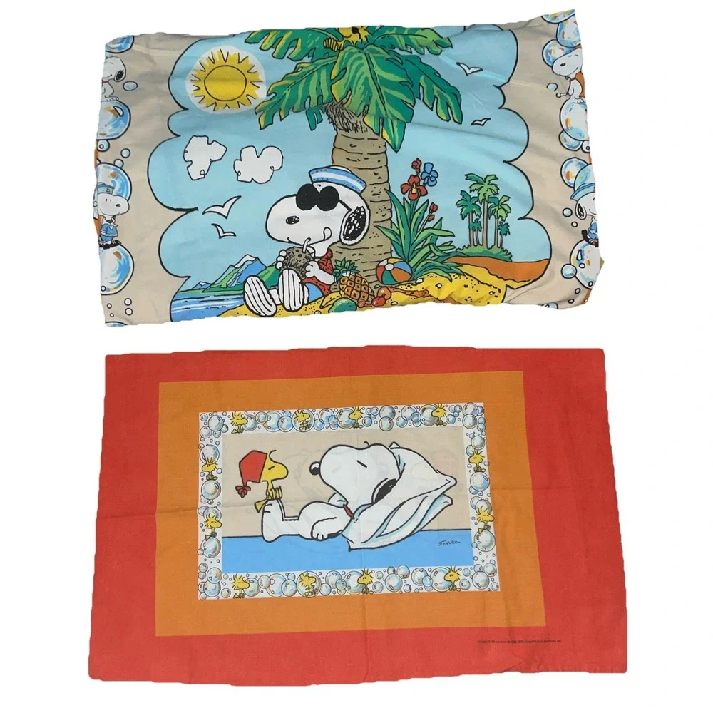 Rare Vintage Peanuts Snoopy‎ Twin Bedspread Cover Dreaming At The Beach